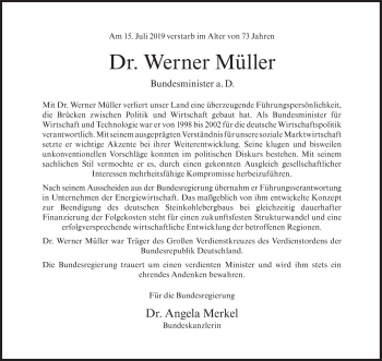 Traueranzeige von Werner Müller von Süddeutsche Zeitung