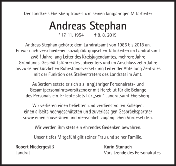 Traueranzeige von Andreas Stephan von Süddeutsche Zeitung