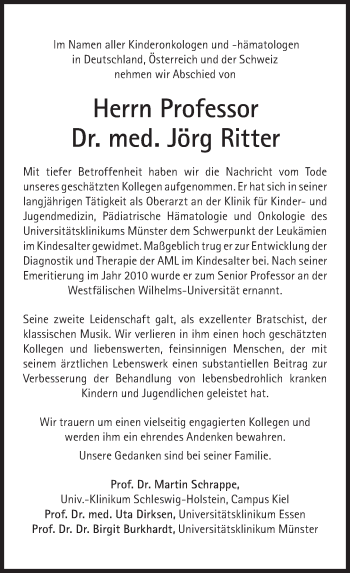 Traueranzeige von Jörg Ritter von Süddeutsche Zeitung