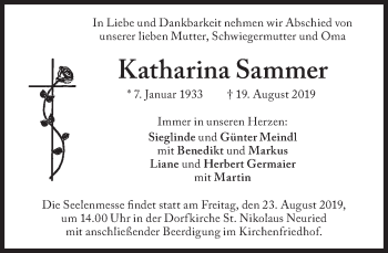 Traueranzeige von Katharina Sammer von Süddeutsche Zeitung