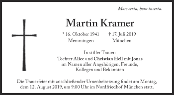 Traueranzeige von Martin Kramer von Süddeutsche Zeitung