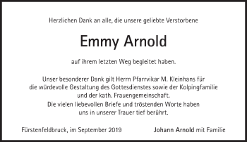 Traueranzeige von Emmy Arnold von Süddeutsche Zeitung