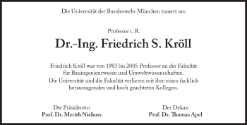 Traueranzeige von Friedrich S. Kröll von Süddeutsche Zeitung