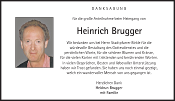 Traueranzeige von Heinrich Brugger von Süddeutsche Zeitung