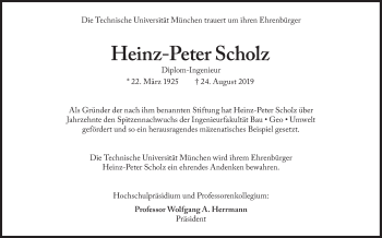 Traueranzeige von Heinz-Peter Scholz von Süddeutsche Zeitung