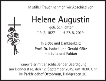 Traueranzeige von Helene Augustin von Süddeutsche Zeitung