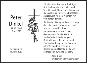 Traueranzeige von Peter Dinkel von Süddeutsche Zeitung