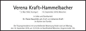 Traueranzeige von Verena Kraft-Hammelbacher von Süddeutsche Zeitung