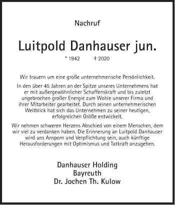 Traueranzeige von Luitpold Danhauser von Süddeutsche Zeitung