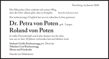 Traueranzeige von Petra von Poten von Süddeutsche Zeitung