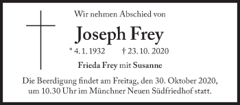 Traueranzeige von Joseph Frey von Süddeutsche Zeitung