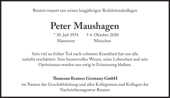 Traueranzeige von Peter Maushagen von Süddeutsche Zeitung
