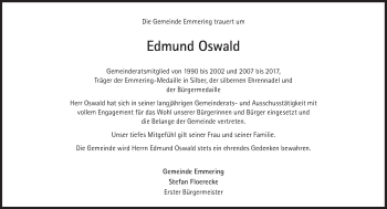 Traueranzeige von Edmund Oswald von Süddeutsche Zeitung