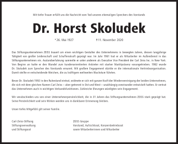 Traueranzeige von Horst Skoludek von Süddeutsche Zeitung