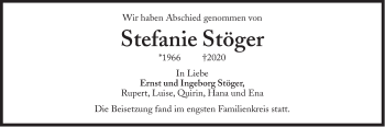 Traueranzeige von Stefanie Stöger von Süddeutsche Zeitung