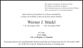 Traueranzeige von Werner J. Stückl von Süddeutsche Zeitung