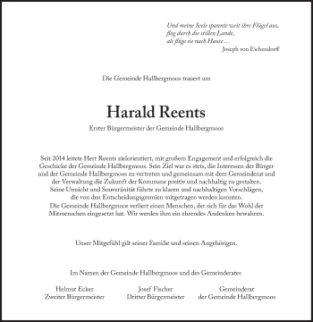 Traueranzeige von Harald Reents von Süddeutsche Zeitung