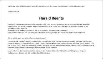 Traueranzeige von Harald Reents von Süddeutsche Zeitung
