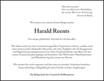 Traueranzeige von Harald Reents von Süddeutsche Zeitung