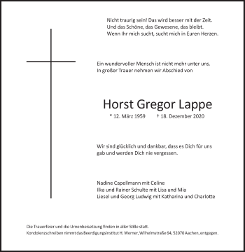 Traueranzeige von Horst Gregor Lappe von Süddeutsche Zeitung