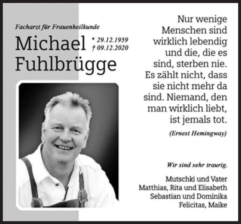  Traueranzeige für Michael Fuhlbrügge vom 19.12.2020 aus Süddeutsche Zeitung