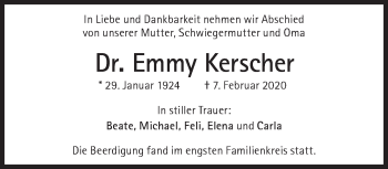 Traueranzeige von Emmy Kerscher von Süddeutsche Zeitung