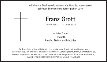 Traueranzeige von Franz Grott von Süddeutsche Zeitung