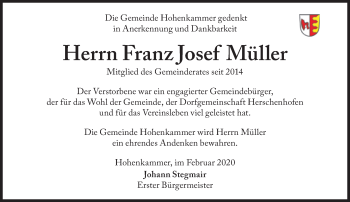Traueranzeige von Franz Josef Müller von Süddeutsche Zeitung