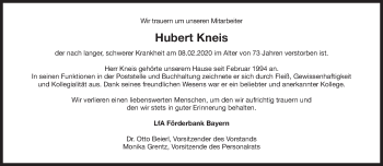 Traueranzeige von Hubert Kneis von Süddeutsche Zeitung