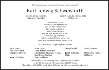 Traueranzeige von Karl Ludwig Schweisfurth von Süddeutsche Zeitung