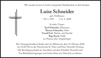 Traueranzeige von Luise Schneider von Süddeutsche Zeitung