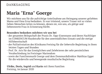 Traueranzeige von Maria  Goerge von Süddeutsche Zeitung
