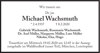 Traueranzeige von Michael Wachsmuth von Süddeutsche Zeitung