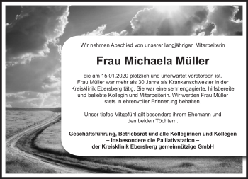 Traueranzeige von Michaela Müller von Süddeutsche Zeitung