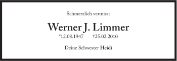 Traueranzeige von Werner J. Limmer von Süddeutsche Zeitung