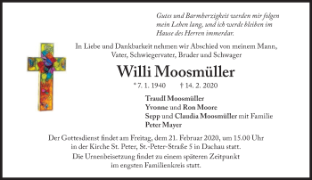 Traueranzeige von Willi Moosmüller von Süddeutsche Zeitung