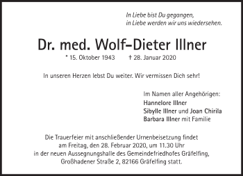 Traueranzeige von Wolf-Dieter Illner von Süddeutsche Zeitung