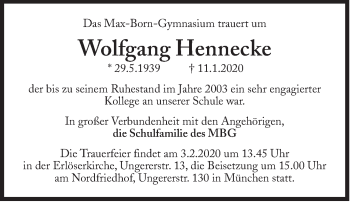 Traueranzeige von Wolfgang Hennecke von Süddeutsche Zeitung