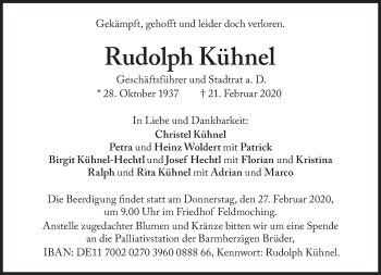 Traueranzeige von Rudolph Kühnel von Süddeutsche Zeitung