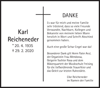 Traueranzeige von Karl Reicheneder von Süddeutsche Zeitung