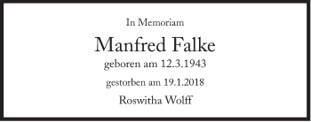 Traueranzeige von Manfred Falke von Süddeutsche Zeitung