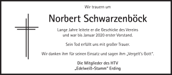 Traueranzeige von Norbert Schwarzenböck von Süddeutsche Zeitung