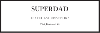 Traueranzeige von Superdad  von Süddeutsche Zeitung
