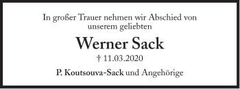 Traueranzeige von Werner Sack von Süddeutsche Zeitung