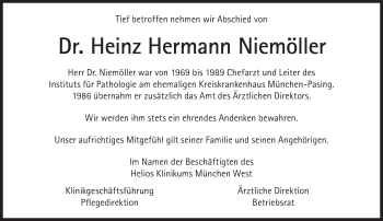 Traueranzeige von Heinz Hermann Niemöller von Süddeutsche Zeitung