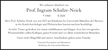 Traueranzeige von Ingram Schulze-Neick von Süddeutsche Zeitung