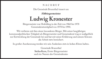 Traueranzeige von Ludwig Kronester von Süddeutsche Zeitung
