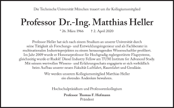 Traueranzeige von Matthias Heller von Süddeutsche Zeitung