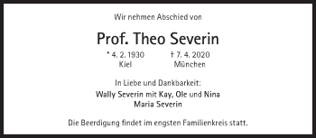 Traueranzeige von Theo Severin von Süddeutsche Zeitung