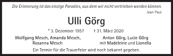 Traueranzeige von Ulli Görg von Süddeutsche Zeitung